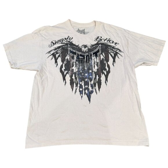 Vintage Y2K Tapout Simlpy‎ Believe T-Shirt Extra Large Grunge White |G1 - Picture 1 of 5
